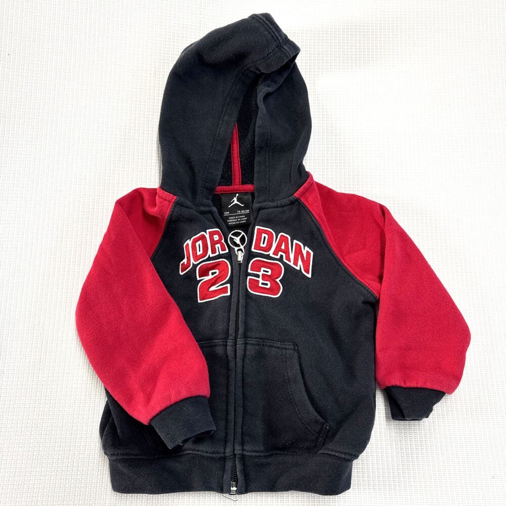 Air Jordan Toddler Boys Black Red Jordan #23 Full Zip Hoodie Jacket Size 12M